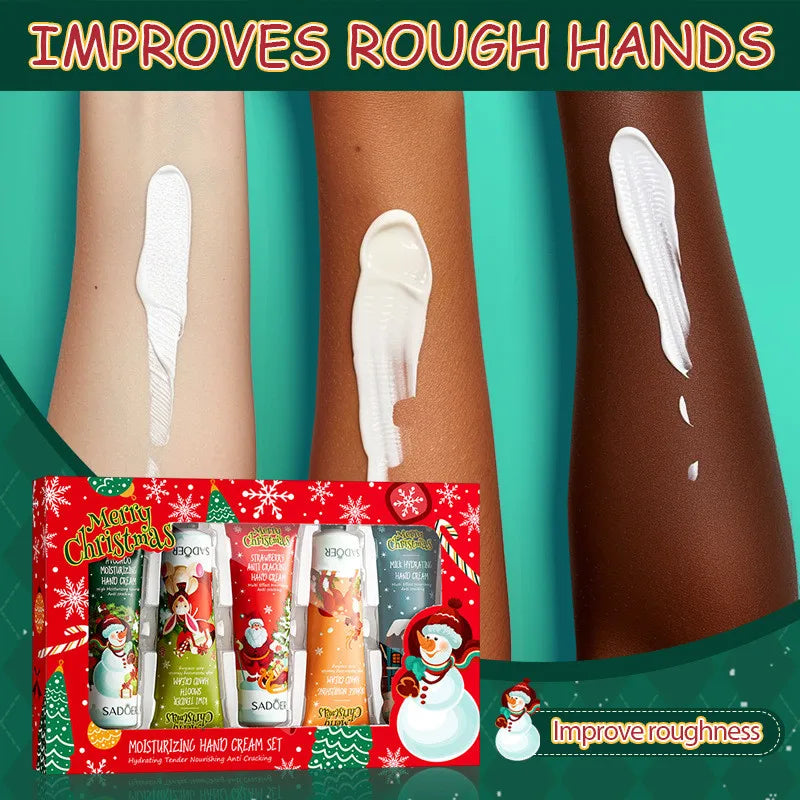 Kit 5 Cremes de Mãos SADOER Hidratante Anti-Rachaduras – Presente Natal Caixa Oferta Nutritivo