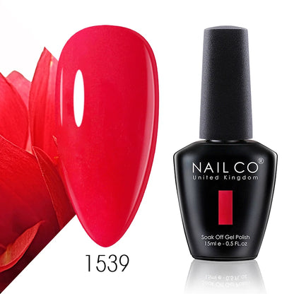 Verniz Gel NAILCO 15ml Série Vermelho Escuro – Cores Glitter UV Manicure Profissional Semi-Permanente