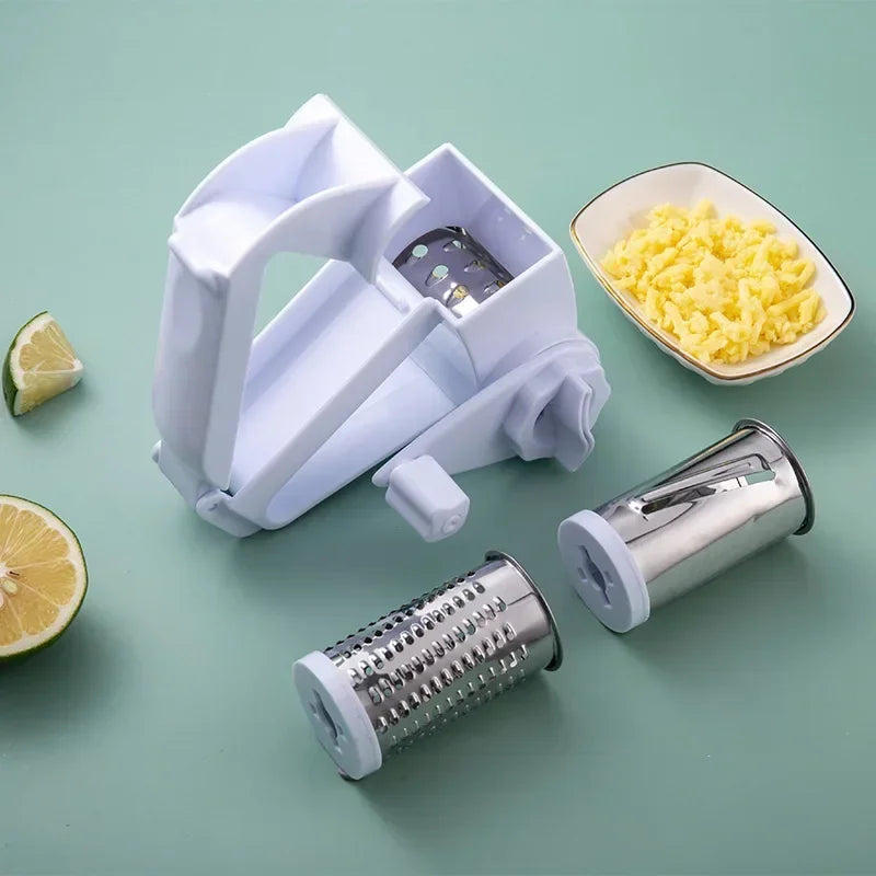 Ralador Queijo Rotativo Manual 3 em 1 - Ralador Multifuncional Aço Inox Manivela Cozinha Criativo