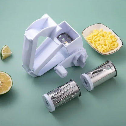 Ralador Queijo Rotativo Manual 3 em 1 - Ralador Multifuncional Aço Inox Manivela Cozinha Criativo