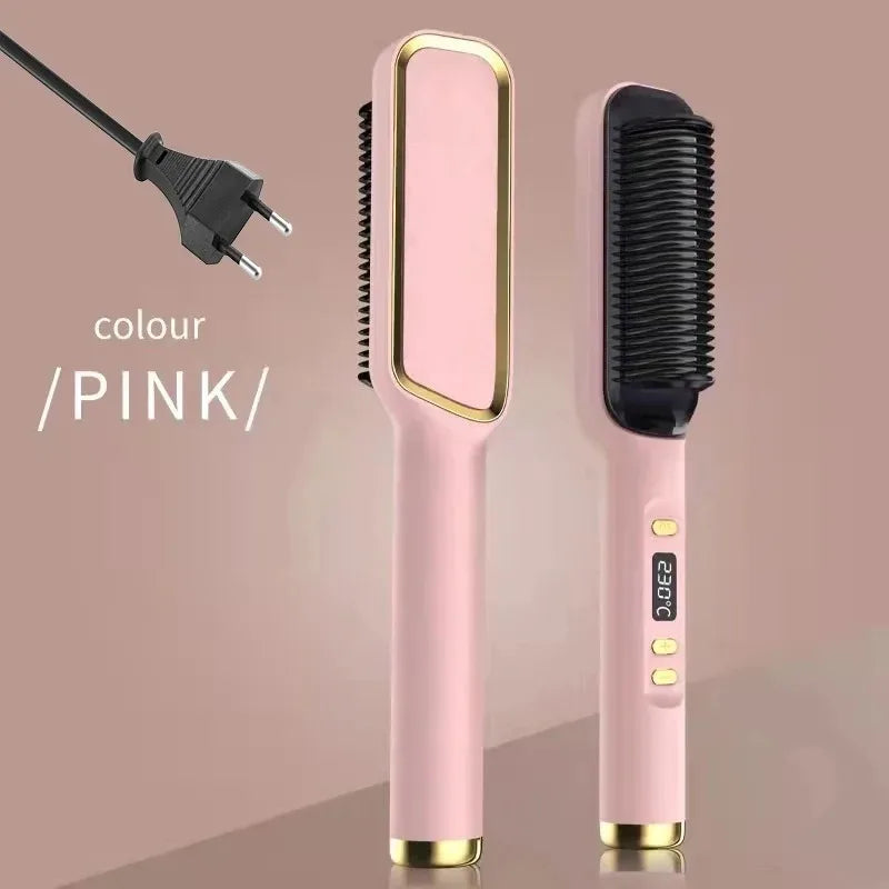 Pente Alisador Elétrico Multifuncional | Escova Alisadora de Cabelo | Iões Negativos | Anti-Queimadura | Ferramenta de Styling | Escova Alisadora