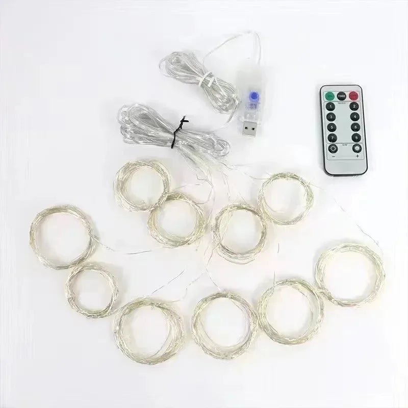Luz de Cortina LED com Controle Remoto USB – 3m / 6m | 8 Modos de Iluminação | Decorativa para Quarto, Sala, Festas, Casamentos e Natal