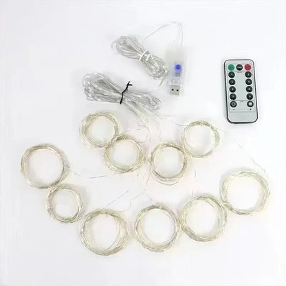 Luz de Cortina LED com Controle Remoto USB – 3m / 6m | 8 Modos de Iluminação | Decorativa para Quarto, Sala, Festas, Casamentos e Natal