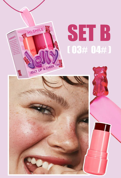 Kit 2 Blush Stick Jelly 2 em 1 Lábios e Rosto – Hidratante Longa Duração | MLSMILE
