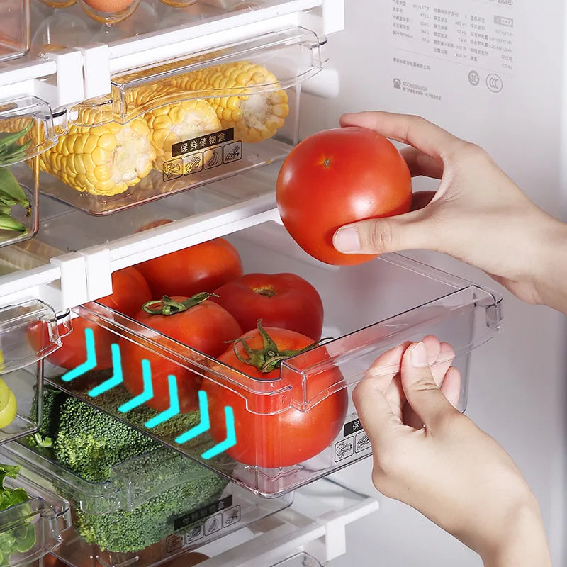 Caixa de Armazenamento para Cozinha | Gaveta Deslizante Transparente para Frigorífico