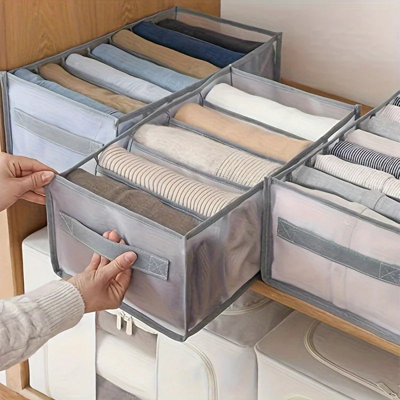 Organizador Roupeiro Dobrável 7 Compartimentos - Divisor Armário Lavável Jeans T-Shirts Roupa