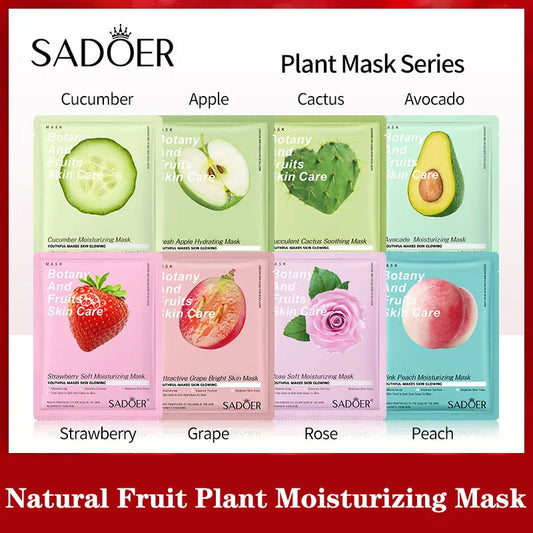 Máscara Facial Folha Frutas Plantas Naturais – Hidratante Controlo Oleosidade Iluminador Reduz Poros
