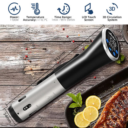 Sous Vide Wancle 1100W LCD - Circulador Imersão Cozinha Precisão IPX7 Impermeável Display Digital