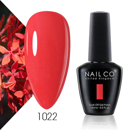 Verniz Gel NAILCO 15ml Série Vermelho Escuro – Cores Glitter UV Manicure Profissional Semi-Permanente