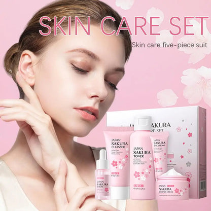 Kit Cuidados LAIKOU Sakura 5/3 Peças – Creme Sérum Tónico Limpeza Protetor