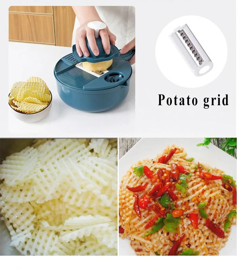 Cortador de Legumes 9 em 1 Multifuncional | Fatiador Profissional para Cozinha