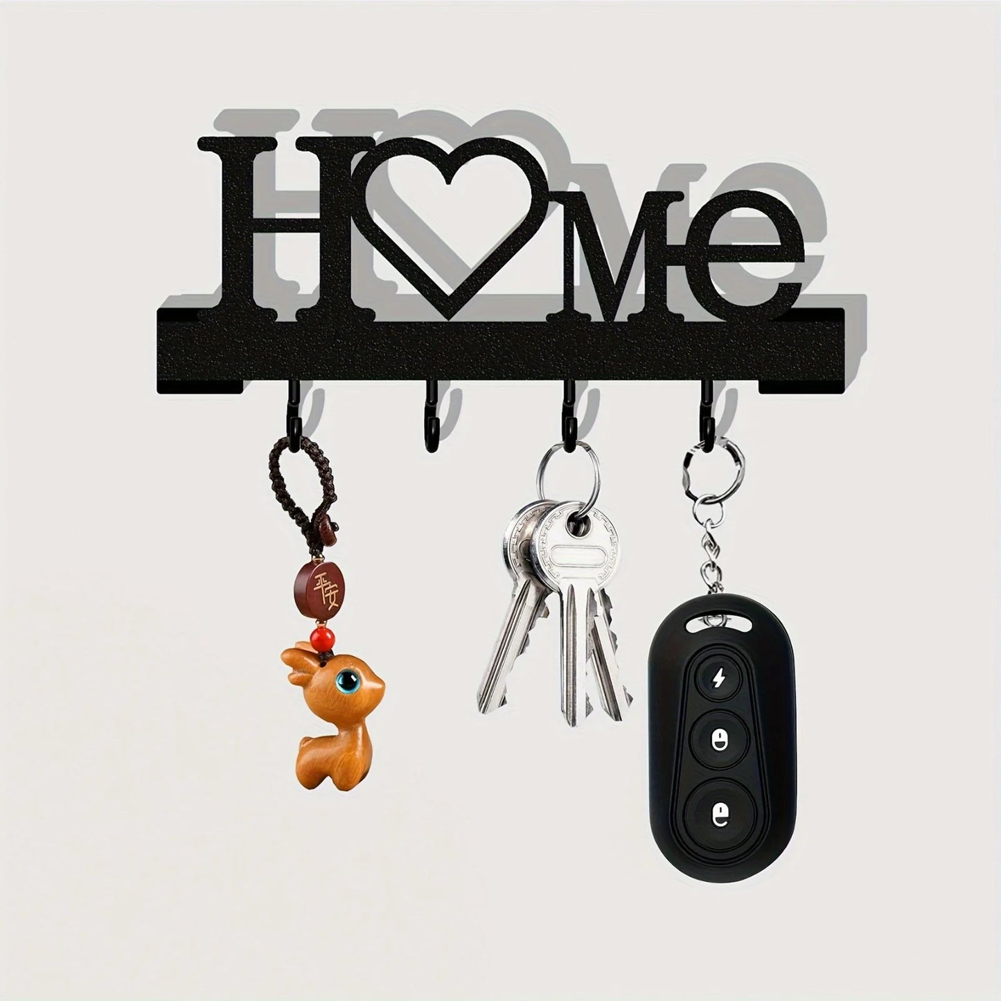 Porta-Chaves de Parede “Home Love” – Organizador Metal com Ganchos