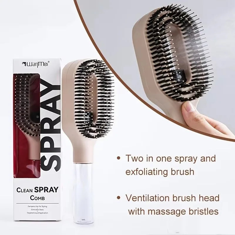 Pente Spray 2-em-1 com Massagem de Couro Cabeludo | Cabelo Húmido e Seco, Antiestático