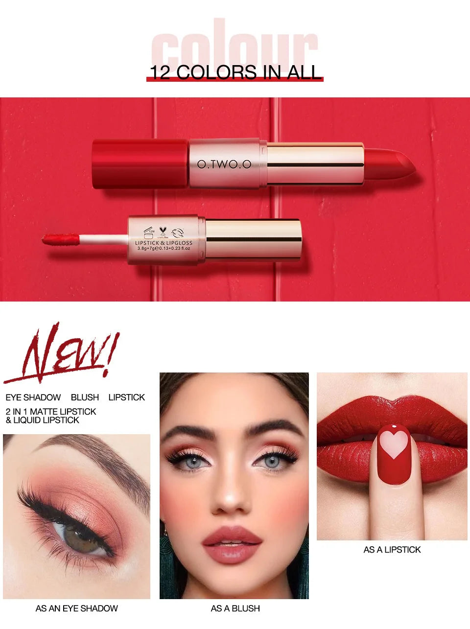 Batom 2 em 1 Matte e Gloss | 12 Cores para Todos os Looks