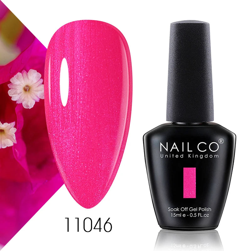 Verniz Gel NAILCO 15ml Série Vermelho Escuro – Cores Glitter UV Manicure Profissional Semi-Permanente