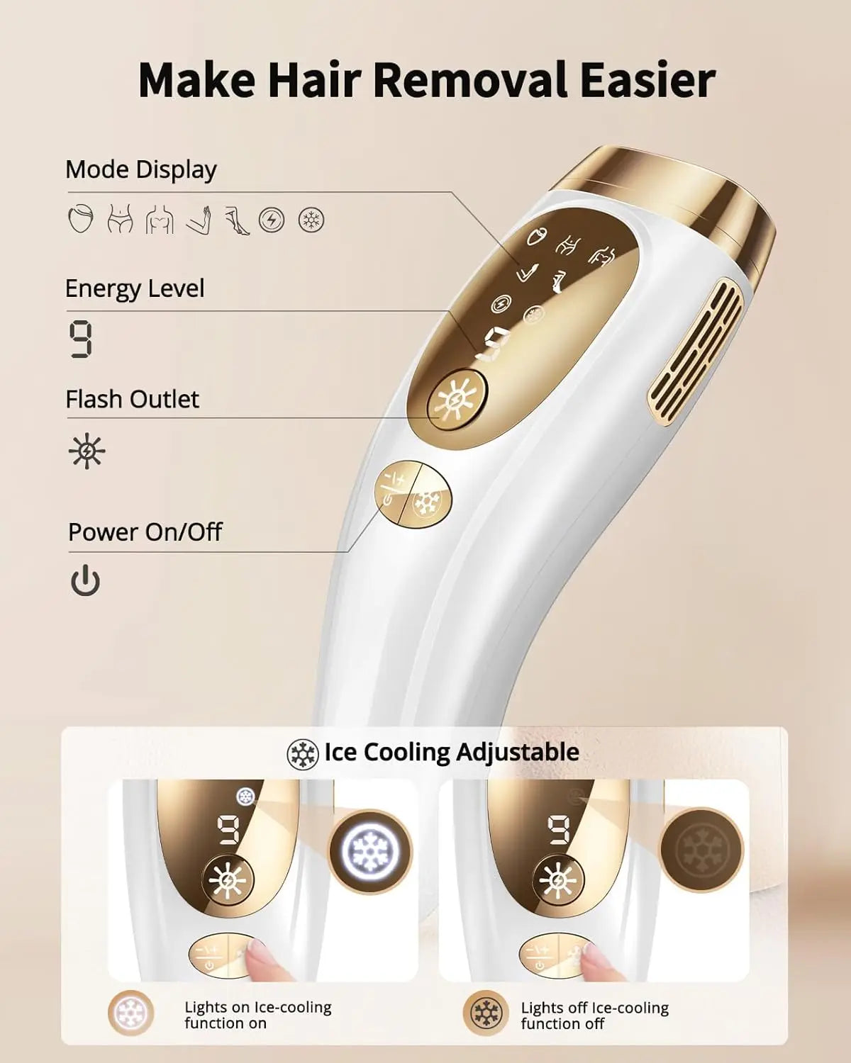 Depilador IPL Laser com Arrefecimento