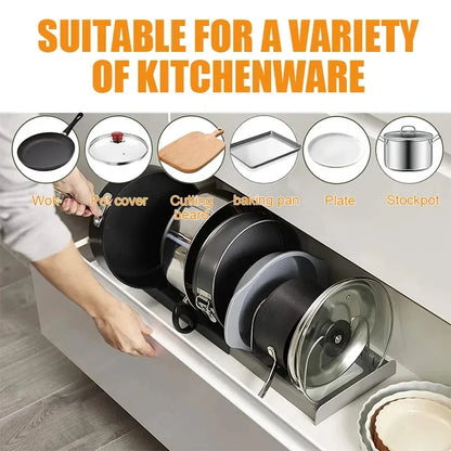 Rack Extensível Inox Cozinha – Organizador Panelas Tampas e Tábuas