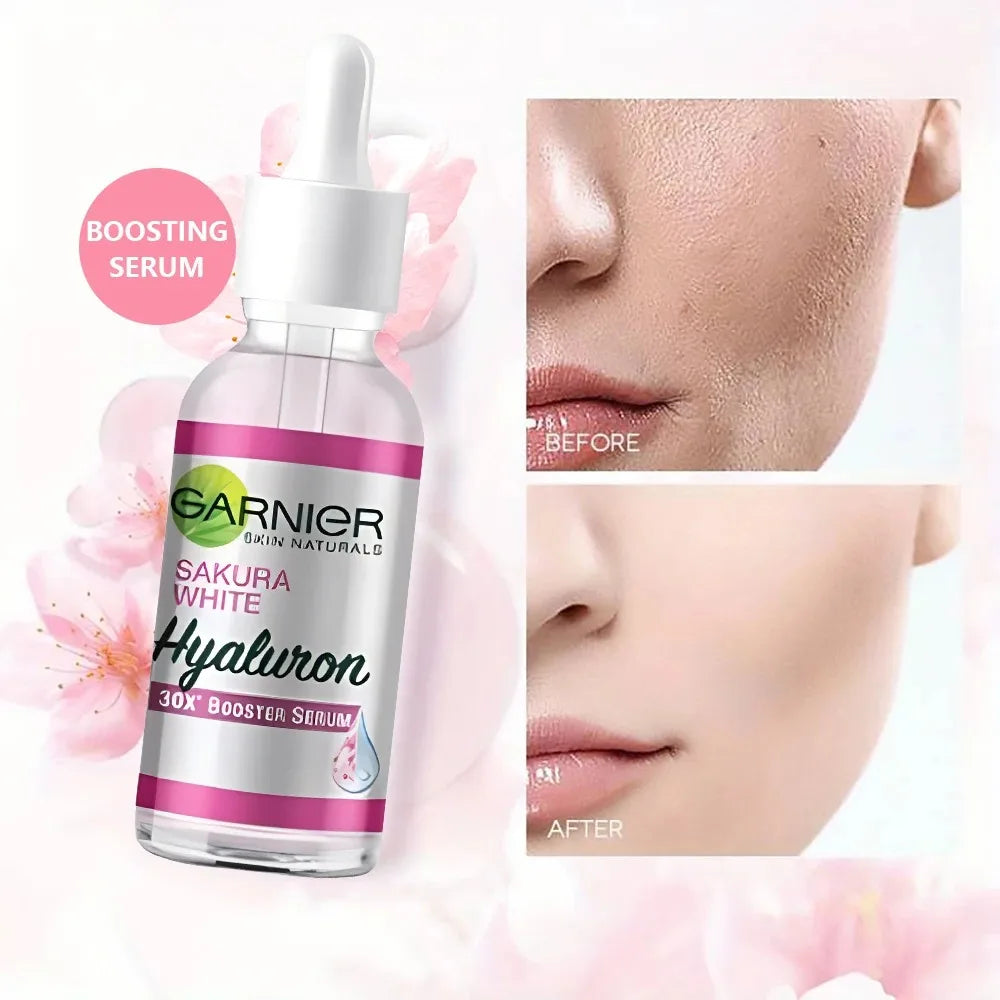 Garnier Sérum Rosa Sakura Glow - 30x Ácido Hialurónico | Hidratante e Reafirmante
