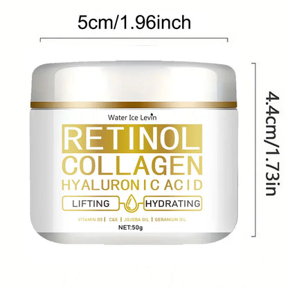 Creme Hidratante Retinol Colágeno – Anti-Rugas Vitamina C+E Firmeza Lifting Pele Jovem Hidratação Duradoura 50g