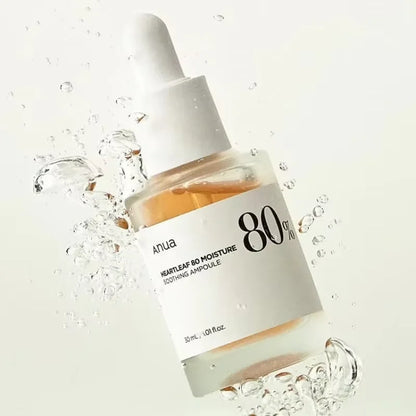 Ampola Anua Heartleaf 80 Calmante – Hidratação Sérum Facial Glass Skin Fórmula Suave Pantenol Ácido Hialurónico Não Oleoso