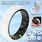 Smart Health & Sleep Ring | Gesture Control, 5ATM, Charging Case — Ola Esporte | White & Pink