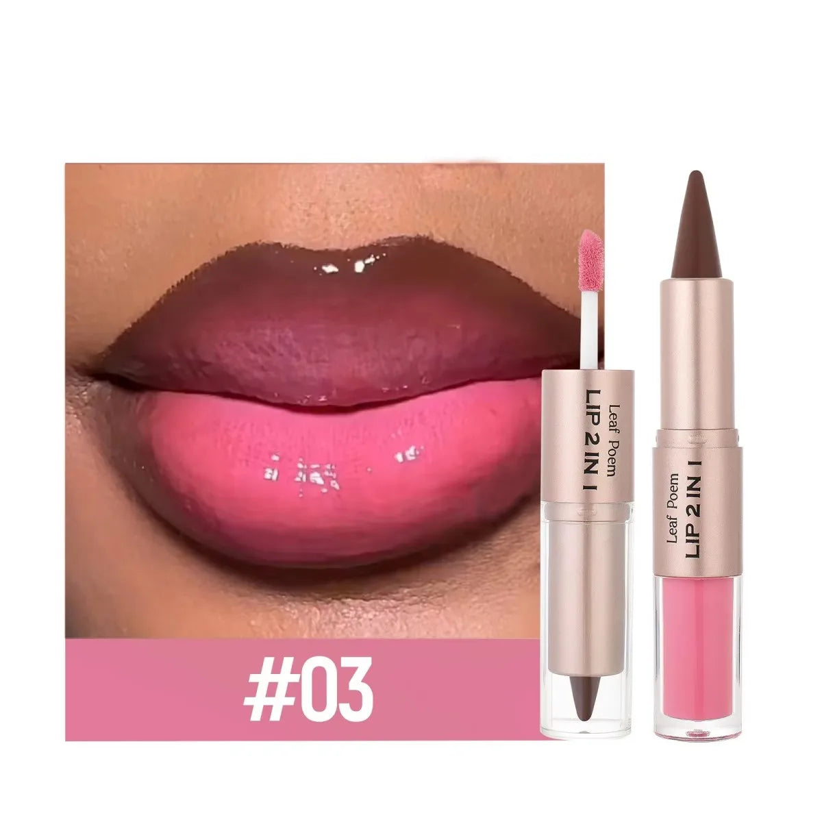Lápis Labial 2 em 1 Delineador Mate – Gradiente Nude Castanho Gloss Espelho À Prova de Água Contorno Lábios