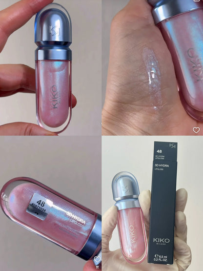 Gloss Labial KIKO 3D Hydra Espelho – Brilho Shimmer Hidratante Perolado Volumizador Não Transfere