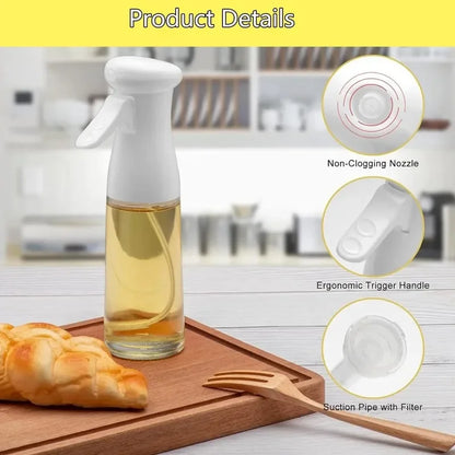 Spray de Óleo para Cozinha - Pulverizador Dispensador Azeite Reutilizável Grau Alimentar Vinagre