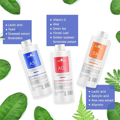Kit Aqua Peel Premium 3 Soros 400ml Limpeza Facial Profissional Hidratação Esfoliação Tratamento Spa Casa