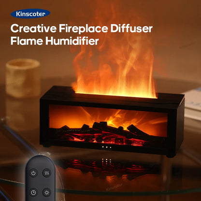 Difusor Aromas Lareira 150ml Efeito Chama - Humidificador Ultrassónico Comando Distância Desligamento Automático