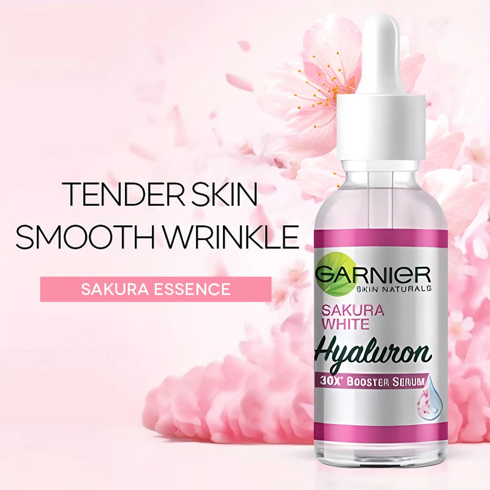 Garnier Sérum Rosa Sakura Glow - 30x Ácido Hialurónico | Hidratante e Reafirmante
