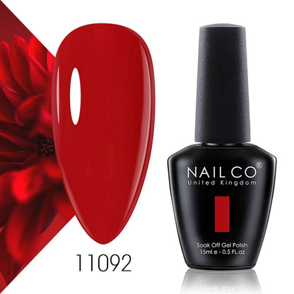 Verniz Gel NAILCO 15ml Série Vermelho Escuro – Cores Glitter UV Manicure Profissional Semi-Permanente