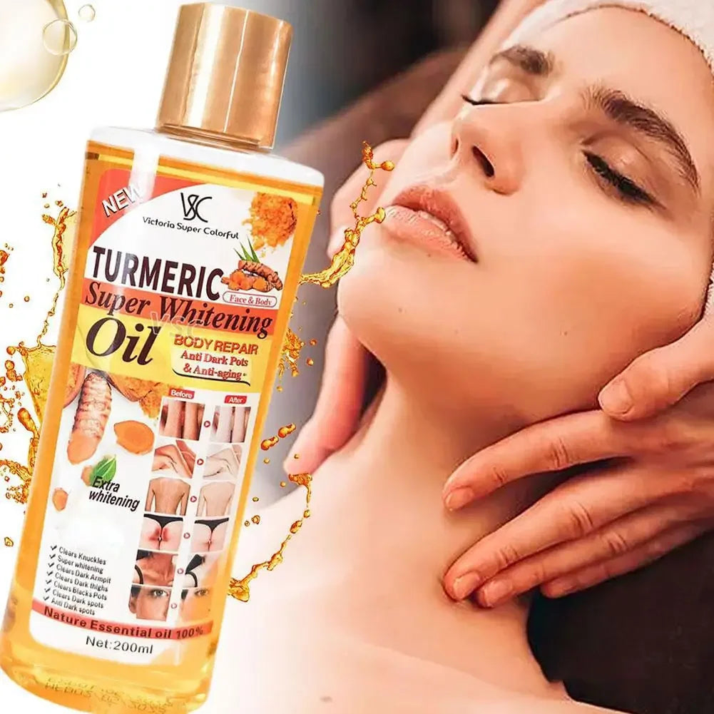 Óleo Essencial Cúrcuma 200ml – Massagem Facial e Corporal Hidratante Aromaterapia Iluminador Suavizante