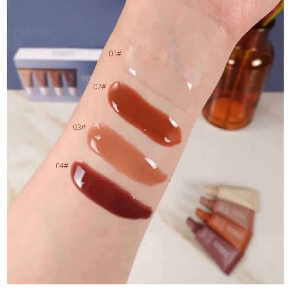 Kit com 4 Mini Lip Butter Balm – Hidratantes Labiais | Sabores Vanilla, Bege e Brown Sugar | Maquiagem Hidratante | Presente Perfeito