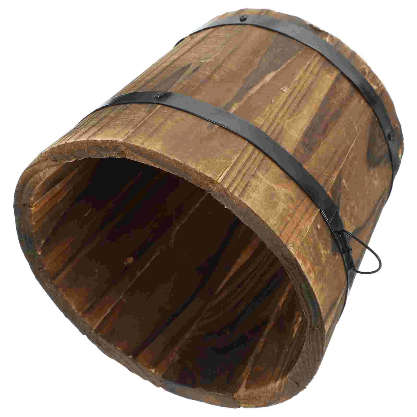 Balde de Madeira Rústico | Vaso Decorativo para Flores e Suculentas
