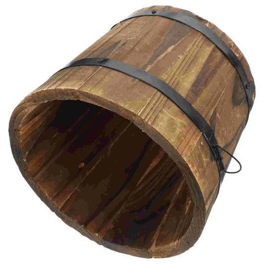 Balde de Madeira Rústico | Vaso Decorativo para Flores e Suculentas