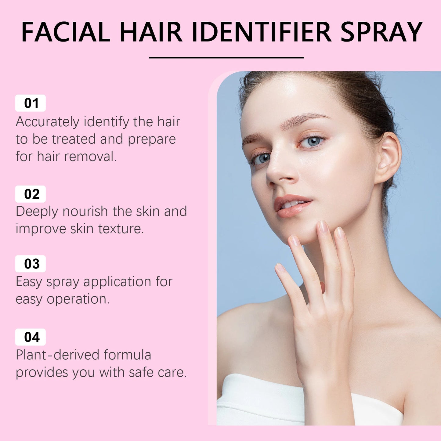 Spray Inibidor Crescimento Pelos Faciais – Depilação Suave Indolor Dermaplaning Hidratante Pele Lisa