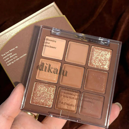Paleta Sombras 9 Cores Quadrada – Reduz Inchaço Fácil Aplicar Cor Maquilhagem Longa Duração