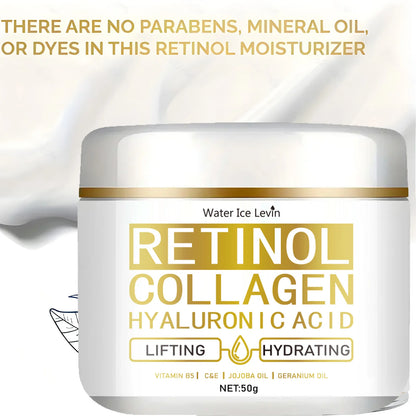 Creme Hidratante Retinol Colágeno – Anti-Rugas Vitamina C+E Firmeza Lifting Pele Jovem Hidratação Duradoura 50g