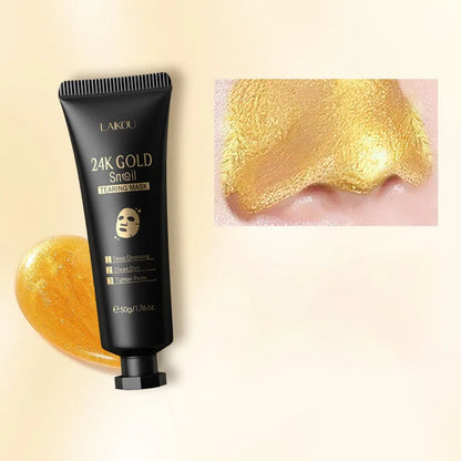 Máscara Peel LAIKOU Ouro 24K Caracol 50g – Limpeza Profunda Remove Pontos Negros Firmeza Clareador