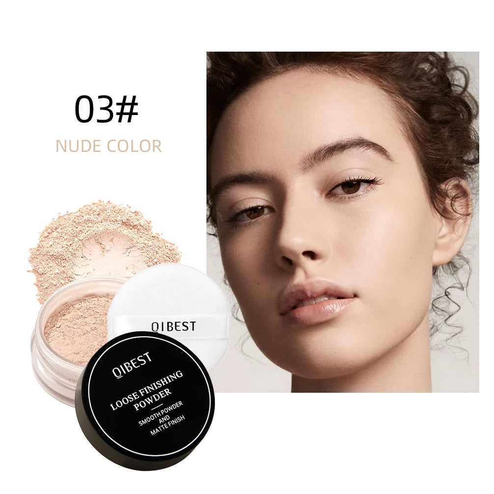 Pó Solto QIBEST 4 Cores 6g - Matte Acabamento Aveludado Controlo Oleosidade Impermeável Longa Duração