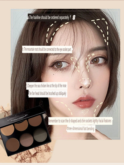 Paleta Contorno 6 Cores - Iluminador e Sombra Nariz Acabamento Matte Profissional Escultura Facial