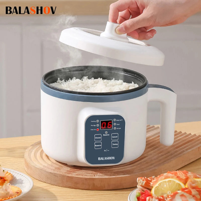 Panela de Arroz Elétrica 1,7L — Multicooker Antiaderente com Cesto a Vapor 220V