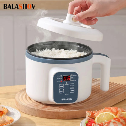 Panela de Arroz Elétrica 1,7L — Multicooker Antiaderente com Cesto a Vapor 220V