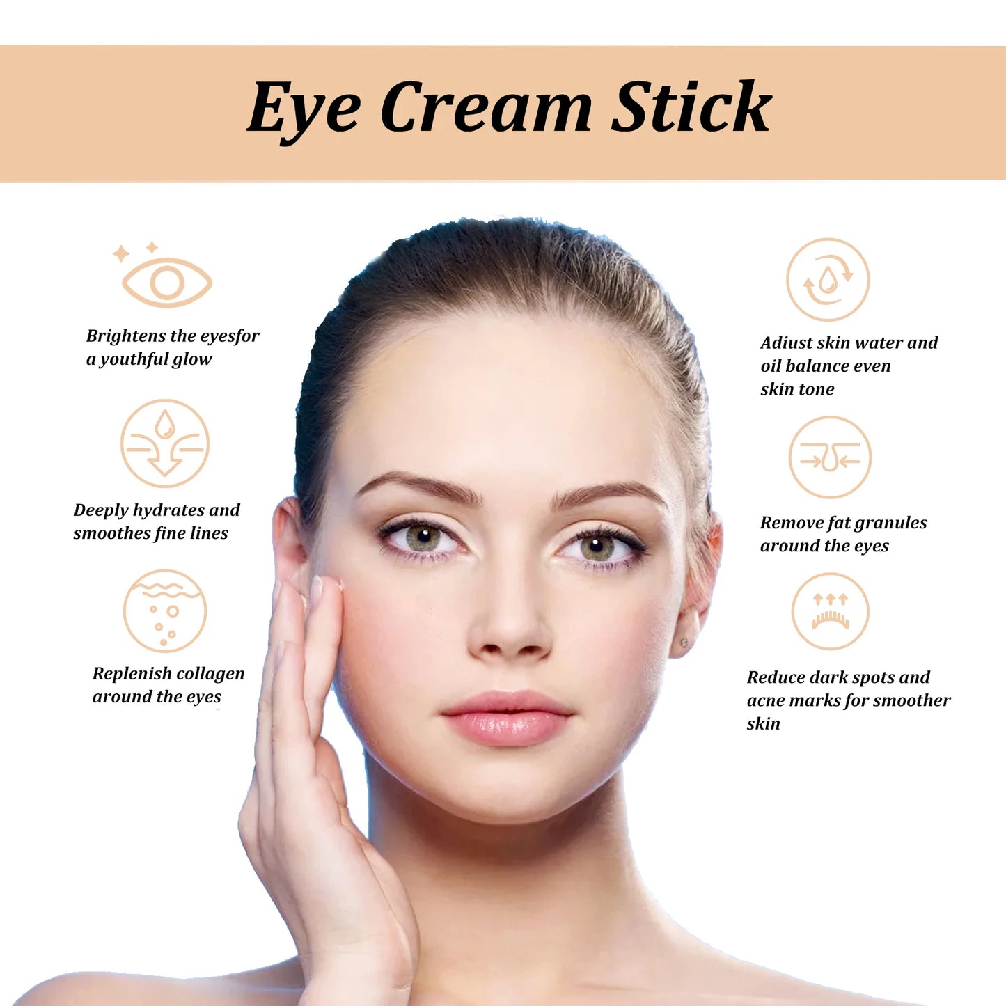 Creme Olhos Stick Caracol Colágeno – Suaviza Linhas Finas Rugas Clareia Olheiras Firma Bolsas Inchaço Hidratante