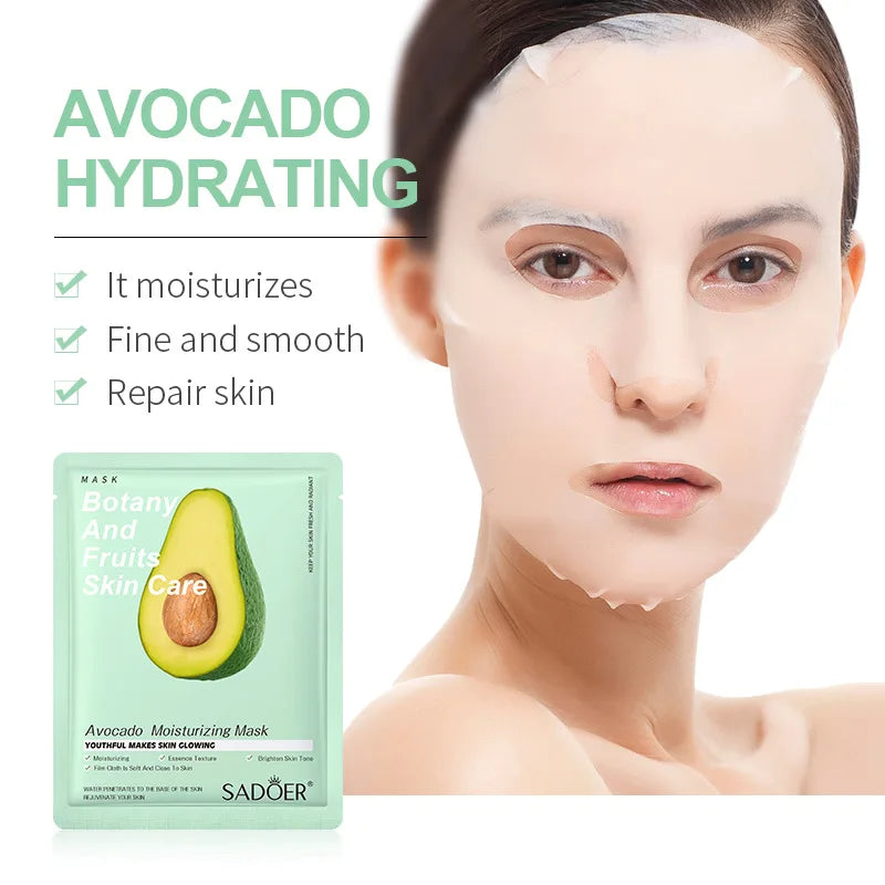 Máscara Facial Folha Frutas Plantas Naturais – Hidratante Controlo Oleosidade Iluminador Reduz Poros