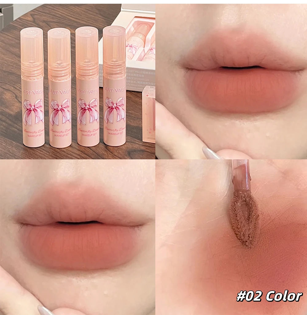 Conjunto de Batons Mate 6 Peças | Kit Veludo Nude com Blush e Colar Presente