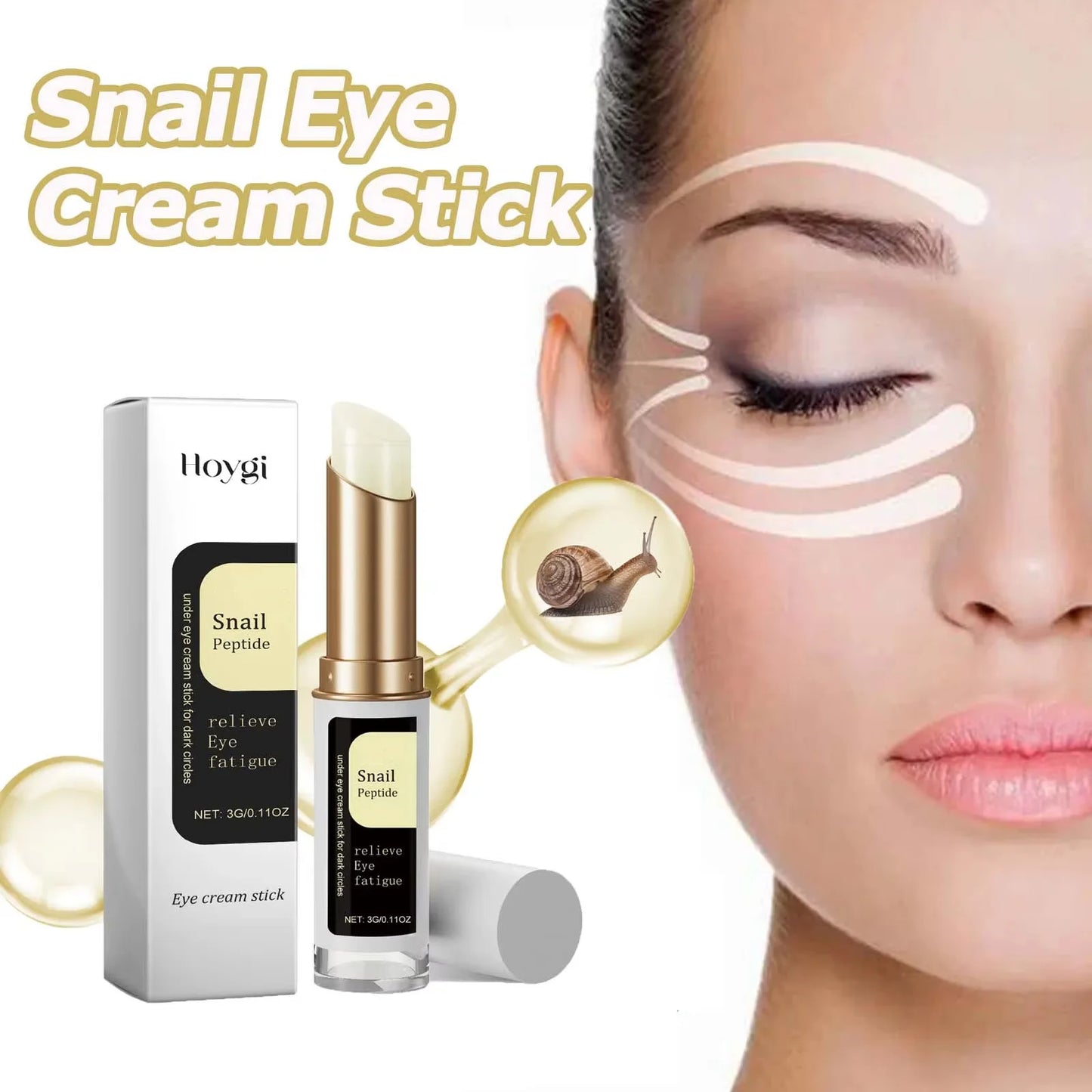 Creme Olhos Stick Caracol Colágeno – Suaviza Linhas Finas Rugas Clareia Olheiras Firma Bolsas Inchaço Hidratante
