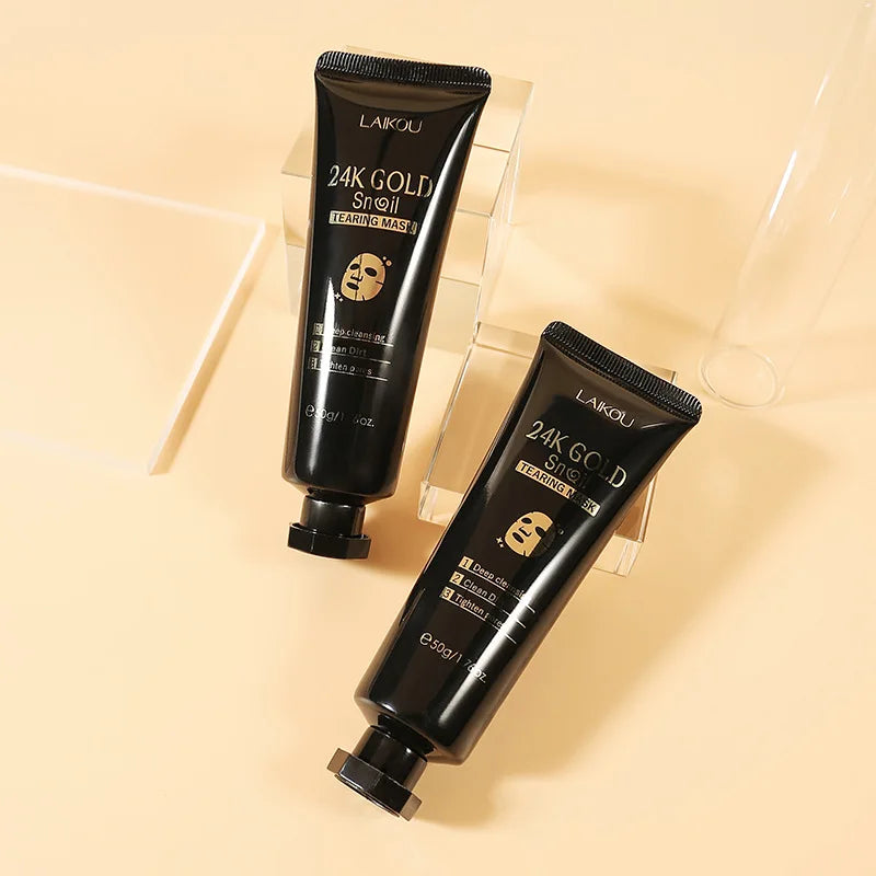 Máscara Peel LAIKOU Ouro 24K Caracol 50g – Limpeza Profunda Remove Pontos Negros Firmeza Clareador