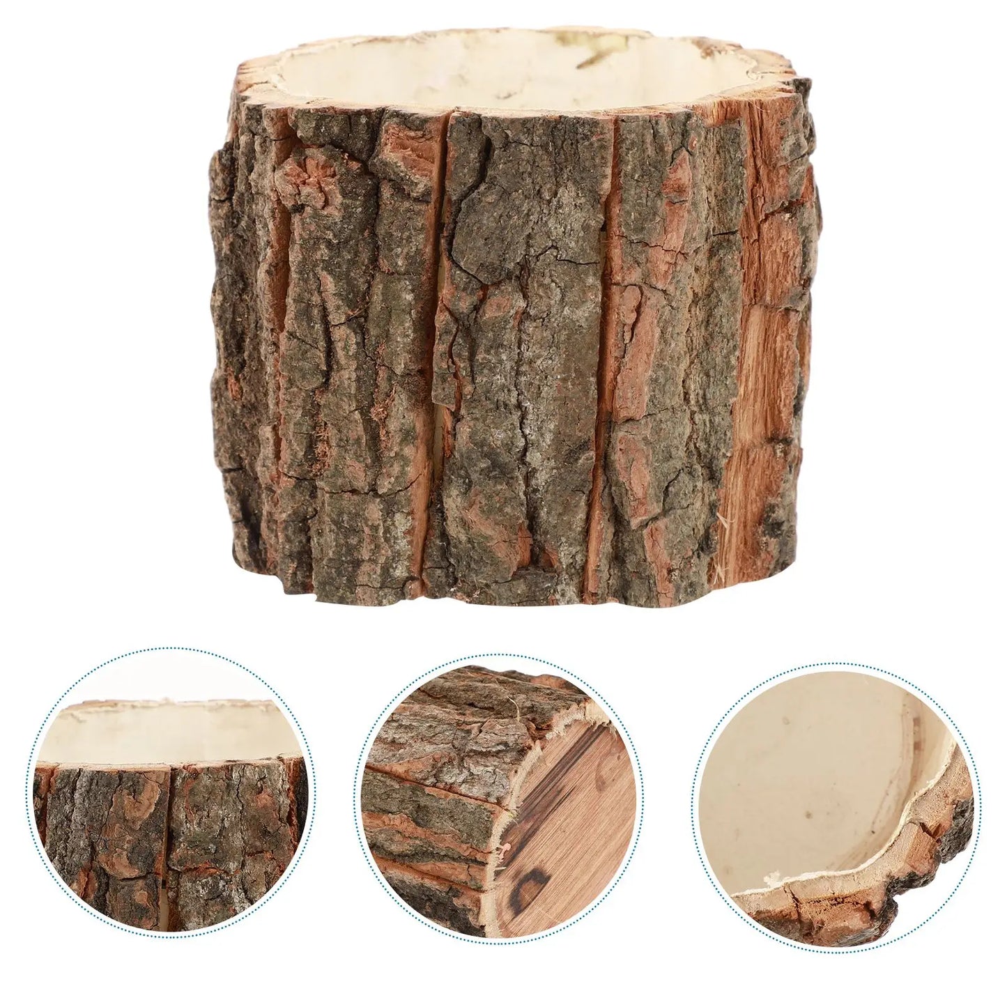Cachepô de Madeira Casca Natural Rústico | Vaso Decorativo para Plantas